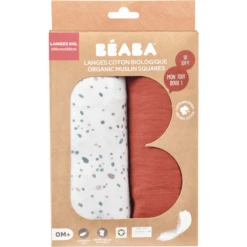 BEABA ® Set Van 2 Burp Doeken Mirage Hot Sauce / Terrazzo 120 X 120 Cm -Little Wonders Verkoop beaba set van 2 burp doeken mirage hot sauce terrazzo 120 x 120 cm a365388 4