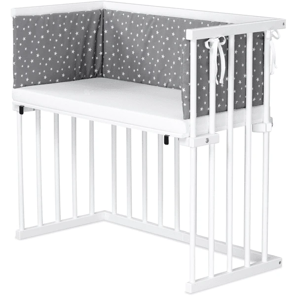 Dreamgood Co-sleeper Beuken Wit Gelakt | Matras Prime Air | Nest, Ruit Grijs Gevlekt Sterren Wit 4 Dreamgood Co-sleeper Beuken Wit Gelakt | Matras Prime Air | Nest, Ruit Grijs Gevlekt Sterren Wit - Afbeelding 2