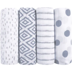 Emma & Noah Hydrofiele Doeken 4 Stuks Blauw 80 X 80 Cm