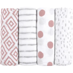 Emma & Noah Hydrofiele Doeken 4 Stuks Roze 80 X 80 Cm -Little Wonders Verkoop emma noah hydrofiele doeken 4 stuks roze 80 x 80 cm a275419 2