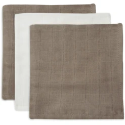 Jollein Burp Cloth Bamboo Muslin 3-Pack Biscuit/Ivory