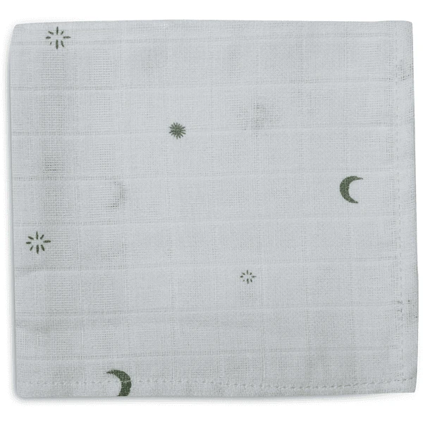 Jollein Burp Cloth Muslin 3-Pack Stargaze Leaf Green 4 Jollein Burp Cloth Muslin 3-Pack Stargaze Leaf Green - Afbeelding 2