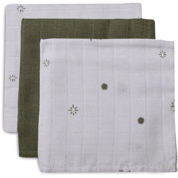 Jollein Burp Cloth Muslin 3-Pack Stargaze Leaf Green 7 Jollein Burp Cloth Muslin 3-Pack Stargaze Leaf Green - Afbeelding 5