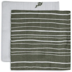 Jollein Keukendoekje Mousseline 2-pack Stripe Olive Leaf Green -Little Wonders Verkoop jollein keukendoekje mousseline 2 pack stripe olive leaf green a385590 4