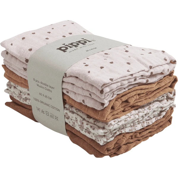 Pippi Washandjes 8-Pack Mokka Mousse 3 Pippi Washandjes 8-Pack Mokka Mousse