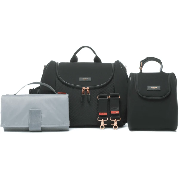 Storksak Luiertas Poppy Luxe Black Scuba - Zwart 4 Storksak Luiertas Poppy Luxe Black Scuba - Zwart - Afbeelding 2